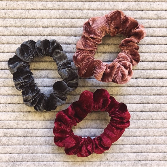 Pack of three velour scrunchies - Picture 2 of 2